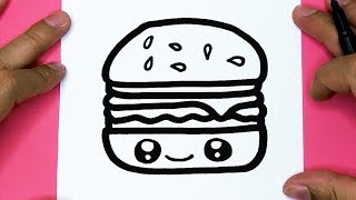 HOW TO DRAW A CUTE HAMBURGER, THINGS TO DRAW