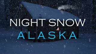 SNOW FALL | NOISE FROZEN | High Mountain Ambience Alaska | Blizzard Night | Cabin Mountain Fireplace