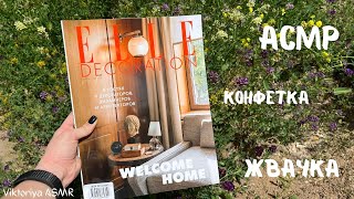 ASMR chewing gum, АСМР ЖУРНАЛ, листаю журнал ELLE DECORATION, жвачка АСМР, шёпот, ЧАВКАНЬЕ, конфетка