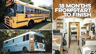 Young Couple Converts an Old School Bus into a BEAUTIFUL Tiny Home | Amazing Skoolie Dream Home