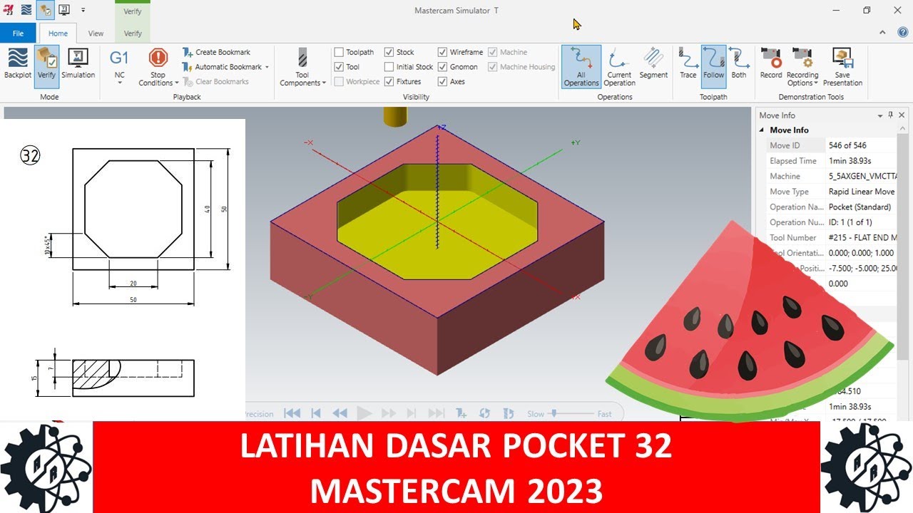 Latihan Dasar 32 Mastercam 2023 Materi Belajar Cnc Menu Milling