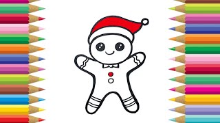 Gingerbread man drawing | Christmas cute drawings | Easy Drawings Of Cute Things And Animals