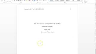 APA Formatting, Part 1 - The Title Page - 6th Edition/Simple