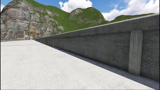 黄河大坝水电站3d建筑漫游动画坝顶介绍