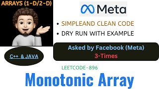 Monotonic Array | Simple | Clean | META | Leetcode - 896 | Live Coding | Explanation