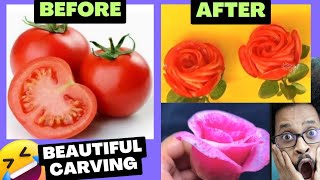 Food Creative - how to make rose art vegetable carving