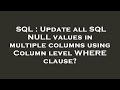 SQL : Update all SQL NULL values in multiple columns using Column level WHERE clause?