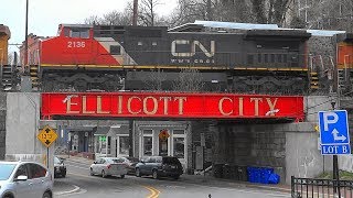 UP,  CN, \u0026 BNSF Pull A CSX Ethanol Train Through Old Ellicott City