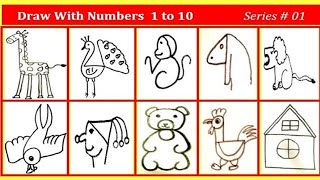 How to Draw with Numbers | Learn simple easy Drawing for beginners | Kids Practice lessons from 123