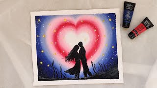 Romantic Couple Painting | Valentine's special Step by Step Acrylic Painting tutorial for Beginners