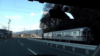 2011 12【車車窓】【廃線11年】長野電鉄屋代線　並走してみた　だがすぐ振り切られた　岩野→金井山