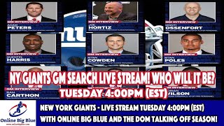 New York Giants - Live Stream Tuesday 4:00pm -Talking the GM Search and 2022 Giants Off season!