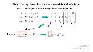 Using Excel's Matrix Functions to Solve Linear Systems of Equations