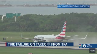 Tire catches fire on American Airlines flight just before takeoff in Tampa