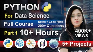 Python for Data Science Full Course Part 1 || 10+ Hours | 5+ Projects