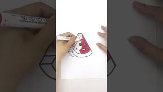 How To Draw And Color Slice Of Watermelon | Colouring Watermelon Easily Step By Step For Kids