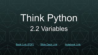 Think Python Ch 2 Sec 2 - Variables
