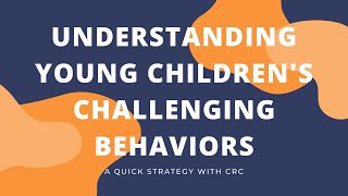 Understanding Young Children's Challenging Behaviors