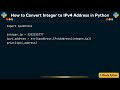 How to Convert Integer to IPv4 Address in Python