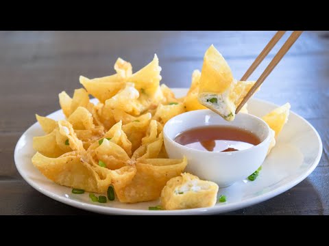 Recipe for Crab Rangoon (crab puff pastry) with sweet and sour sauce