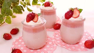 苺ミルクプリンの作り方｜苺のパンナコッタ｜Strawberry Panna Cotta