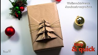 Geschenk mit einfachen Weihnachtsbaum - Geschenk verpacken leicht gemacht