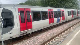 Just metro RandstadRail spotter at metrostation Vlaardingen West in Vlaardingen in the Netherlands