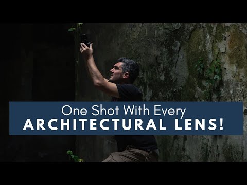 An architectural photo with each lens (in my bag)