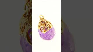 Vintage Raw Amethyst Crystal 9 Carat Pendant/ Charm #goldjewellery #pendant #vintagejewelry