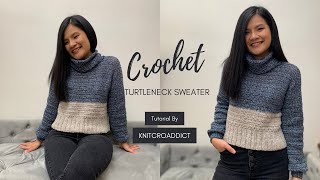 How to Crochet  a Turtleneck Sweater/ Crochet a Sweater for Beginners/Crochet Turtleneck Sweater