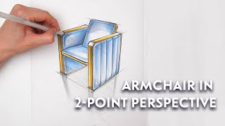 How To Draw a Chair in Two Point Perspective | Lakmus School