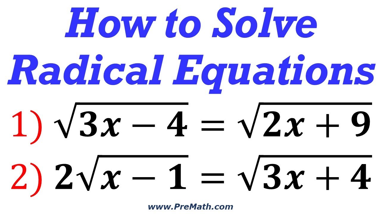 Radical Equations Algebra 2