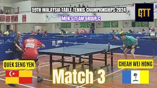 Quek Seng Yen(SGR) Vs Cheah Wei Hong(PEN)  59th Malaysia Table Tennis Championships 2024  MT Group C