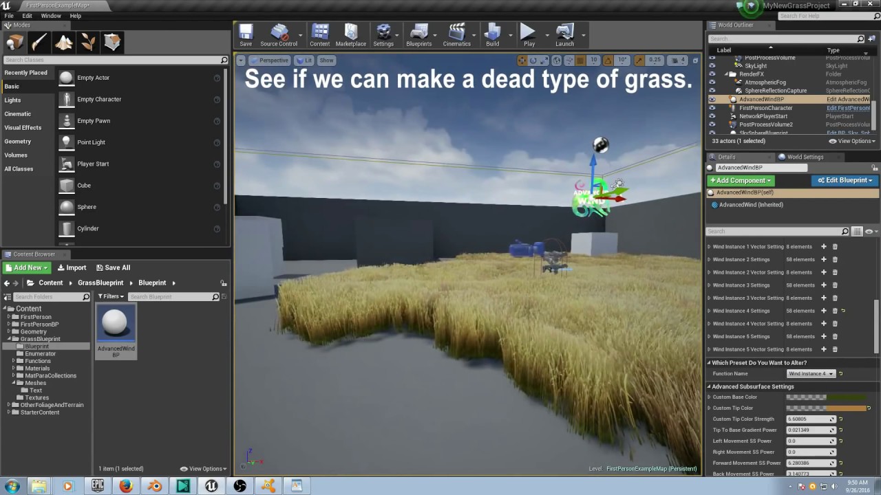 Unreal Engine 4 Advanced Grass Blueprint Tutorial Youtube