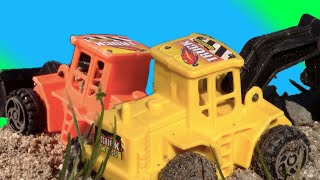 Construction Toys for Kids: Excavator Front Loader Tractor Plow UNBOXING + PLAY