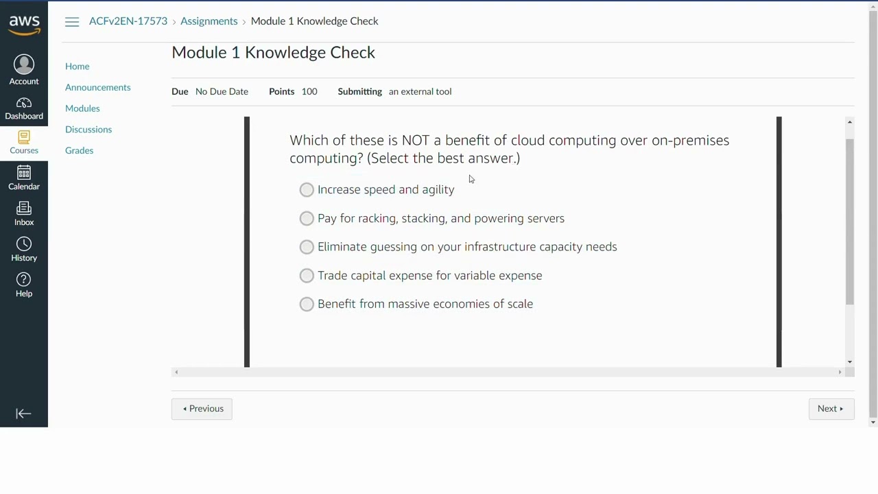 Aws Academy Cloud Foundation Module 1 Knowledge Check Answers Aws