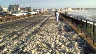 Waves Crash Into Sea Wall At Hampton Beach