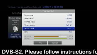 STN Instruction video for reciever A rescanning Modulation Change to DVB S2