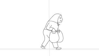 Old lady walk cycle animation