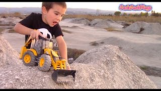 Construction Trucks for Kids! Toy Backhoe and Bulldozer Pretend Play in the Dirt! | JackJackPlays