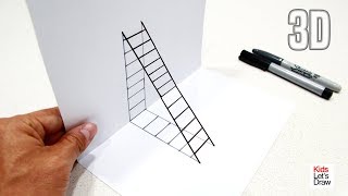 Cómo Dibujar una Escalera en 3D | Dibujos de Ilusión Óptica Escalera 3D