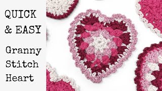 Granny Stitch Crochet Heart Pattern Tutorial, Valentine’s Day Decor, Garland, Coasters \u0026 Appliqués