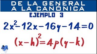 Parábola | Pasar de la ecuación general a la ecuación canónica | Ejemplo 3