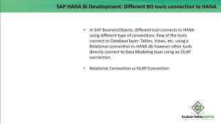 SAP HANA BI Development Different - BO Tools Connection to HANA