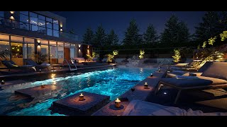Relax By A Private Luxury Pool At An Exclusive Modern Mansion | Fall Asleep Fast | 8Hrs | 4K