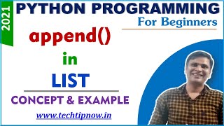 append() in list in Python Programming | append() method with example in Python | List methods
