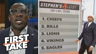 FIRST TAKE | Stephen A-List: Top 5 NFL teams - The Chiefs are still the scariest team in the league