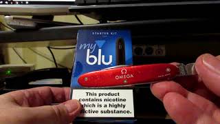 Unboxing a my blu (myblu)  cig starter kit and tobacco flavour liquidpods