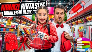 ELİF SİNEM HER ŞEY KIRMIZI !! KIRMIZI RENK KIRTASİYE HERŞEYİ SEPETE ATALIM !! ALIŞVERİŞ VLOG !!