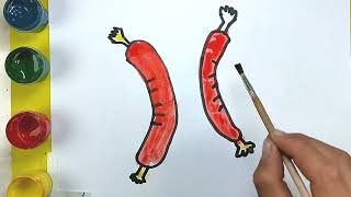 Bolalar uchun kolbasa chizish Drawing Sausage ForChildren Балдар үчүн колбаса тартуу 1
